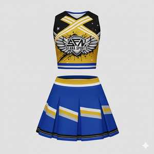 Nouveau design imprimé ensembles uniformes de pom-pom girl Logo de l'équipe personnalisé confortable école Cheerleading porter 100% polyester Service OEM - Product Image 6
