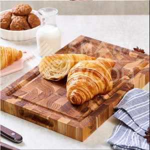 Tabla de cortar de madera de grano con borde de teca de diseño moderno Bloque de cortar a precio de fábrica - Product Image 2