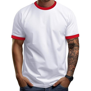 Venta al por mayor 240Gsm Plain Blank T-Shirt Men Ringer T Shirt Nueva llegada de cuello grueso Oversized Boxy Fit T Shirt para niños - Product Image 2