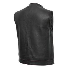 Gilet en cuir coupe ajustée pour hommes, vêtements d'hiver décontractés à la mode avec doublure en fourrure, gilet respirant pour les motards - Product Image 6