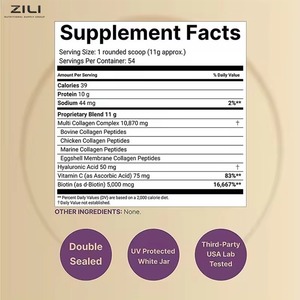 Poudre de peptides de collagène pour l'éclat de la peau, enzymes digestives pour les cheveux et les ongles, complément beauté pour adultes, végétalien, certifié GMP - Product Image 4