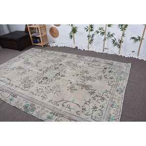 Tapis de 6,5 x 9,9 pieds, grand tapis turc vintage, tapis en laine beige - Product Image 4