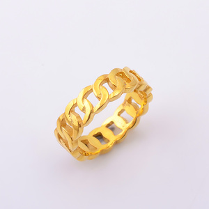 Anillo de Cadena Cubana Dorada para Hombre y Mujer, Anillo de Acero Inoxidable Resistente, Joyería de Moda Hip Hop, Regalo Unisex - Product Image 1