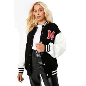 Women's Custom Logo Embroidered Breathable Cotton Knitted Varsity Jacket-College Streetwear Style - Product Image 4