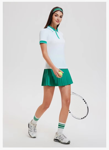 Ensemble de sport personnalisé avec logo, haut de sport et jupe de tennis pour filles, ensemble de pickleball, tennis, padel, golf avec short, vêtements de sport - Product Image 3