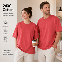 Camiseta Personalizada de Algodón 240GSM, Corte Holgado con Hombros Caídos, Cuello Redondo, para Hombre, con Impresión de Logotipo y Bordado