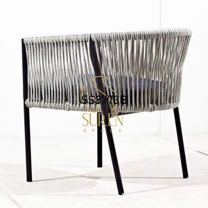 <b>Industrial</b>-Grade Indian Designer Iron <b>Chair</b> Handcrafted Velvet Rope Powder Metal Coating Regular Seat for Outdoor Dining - Product Image 3
