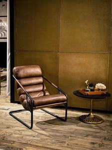 गर्म बिक्री एक्सेंट शास्त्रीय औद्योगिक मध्ययुगीन शैली लिविंग रूम फर्नीचर विंटेज भूरे चमड़े अवकाश लाउंज कुर्सी - Product Image 4