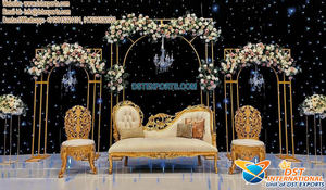 Arche de scène de mariage en mosaïque de fer métallique moderne en gros, décor léger et luxueux pour événements de mariage - Product Image 5