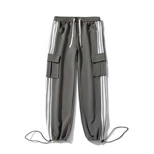 Venta al por mayor Pantalones atléticos para hombres 100% algodón Pantalones deportivos casuales de pierna ancha holgados Forro polar de color elástico de cintura alta - Product Image 1