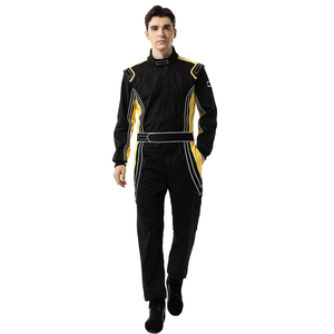 Traje de Karting CIK FIA de nivel 2 de Color negro y amarillo, precio razonable, estampado de logotipo personalizado, ropa para adultos, trajes de carreras Go Kart - Product Image 1
