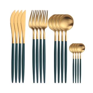 Handicrafts Metal Flatware Set With White Long <b>Slim</b> Handle PVD Gold Coated for Dining <b>Table</b> Dinnerware Cutlery Sets - Product Image 4