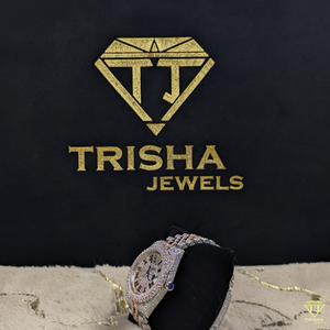 Mens Rose Gold kết thúc moissanite kim cương Pave xem lửa lấp lánh, hai giai đ<span class=keywords><strong>i</strong></span>ệu rực rỡ, tuyên bố mảnh - Product Image 5