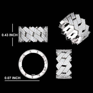 แหวนเพชรคิวบาแบบสองแถวสไตล์ฮิปฮอปสีทอง14K สำหรับปลูกในห้องแล็บ - Product Image 6