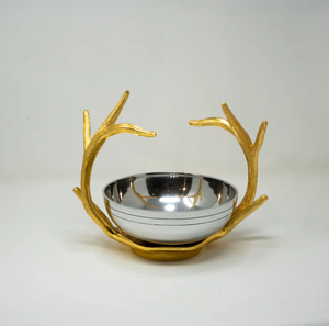 Dernier bol en aluminium doré et argenté bois de cerf décoration de table fruits dessert fruits secs bols de service maison cuisine table à manger - Product Image 3