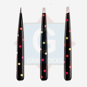 Fournitures de cils greffés avec logo personnalisé pince à sourcils en gros Design imprimé à pois en acier inoxydable - Product Image 2
