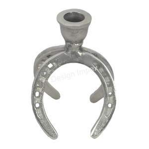 Soporte de vela Horse Bit, portavelas de aluminio de estilo ecuestre, candelabro de Metal con acabado de níquel para Decoración de mesa - Product Image 4