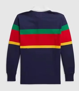 Camiseta de Rugby Unisex Personalizada, Transpirable, 100% Poliéster, Anti-UV, Secado Rápido, Mangas Largas, Estampado a Rayas, Informal, Ligera, Talla Grande - Product Image 2