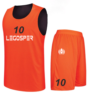 Ensemble de maillots de basket-ball Legosper International unisexe sans manches col en V sublimé à séchage rapide uniforme sportif 100% polyester - Product Image 4