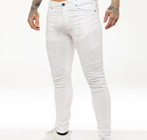 Pantalones de Mezclilla Casuales Profesionales de Moda, Diseño Estampado Lavado, 100% Algodón, Ligeros, para Primavera, Verano, Otoño e Invierno - Product Image 1