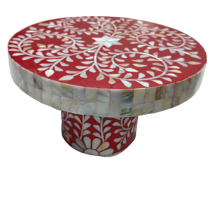 Support à gâteau classique Majestic Glow avec incrustation de nacre naturelle, support à dessert, compatible four et lave-vaisselle, luxe, pour table festive - Product Image 1