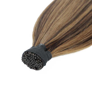 I-Tip Remy <b>Hair</b> Extensions 8" 25 <b>Strands</b> Dark Brown Dirty Blonde Highlights - Product Image 2