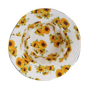 Chapeau seau en polyester à large bord avec logo personnalisé Casquette de pêche avec protection UV imperméable Casquette de pêcheur d'été Design floral - Product Image 3