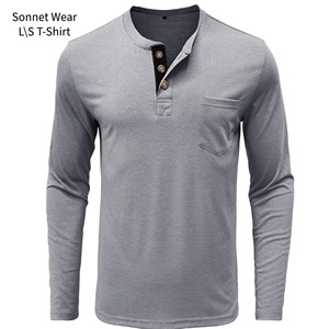 T-shirt décontracté à manches longues et col rond pour homme, coupe ajustée, haut de base - Product Image 2