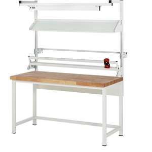 Tavolo da Imballaggio Set Completo 02, B1500 x P900 x H840-1040 mm, Piano di Lavoro in Faggio Massello, Spessore 40 mm. - Product Image 5