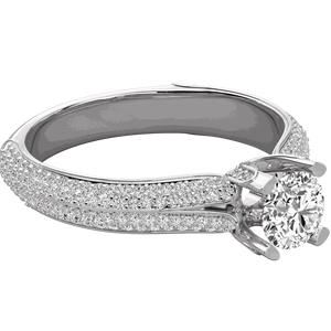 Anillo de Boda con Diamantes Redondos en Forma de U - Product Image 3
