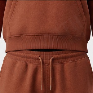 Conjunto Deportivo de Felpa de Algodón Grueso de Alta Calidad Personalizado con Color Personalizado, Sudadera con Capucha y Pantalones Deportivos para Mujer con Lavado Ácido - Product Image 5