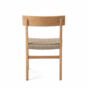 Chaise de salle à manger en teck massif en gros, siège en corde tissée à la main, design durable et intemporel, salon - Product Image 3