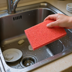 Tampon en caoutchouc éponge rouge grossier L280xW140xD20mm – Catégorie de produits : Tampons à récurer - Product Image 3