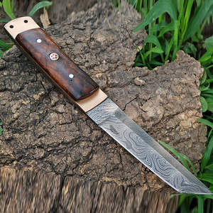 มีดทำมือเหล็กดามัสกัส ด้ามไม้ สำหรับกิจกรรมกลางแจ้ง บุชคราฟต์ แคมป์ปิ้ง ล่าสัตว์ และใช้งานทั่วไป - Product Image 2