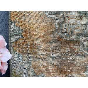 Turkish Vintage Small Rug 2.7x5.1 ft, <b>Brown</b> Orange Floral <b>Wool</b> Rug - Product Image 4