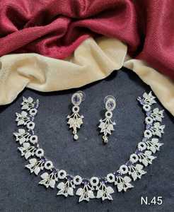 Mode américain diamant collier ovale Design collier ensemble feuille et boucles d'oreilles ensembles bijoux de mariage de mariée pour les mariées cadeaux de fête - Product Image 1