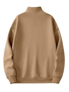 Venta al por mayor logotipo personalizado impresión en blanco hombres 100% algodón de gran tamaño 500 Gsm cuarto de cremallera sudaderas Unisex cuello redondo sudadera - Product Image 2