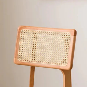 Silla de comedor de madera maciza moderna, asiento tapizado con respaldo de ratán Natural para el hogar, Hotel, dormitorio, sala de estar, apartamento al aire libre, Villa - Product Image 4