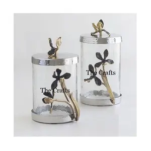 Set Of Two Aluminium And Glass Chocolates Sweet Box With Superior Quality Customized Size Dry Fruits Box Gifts Jar