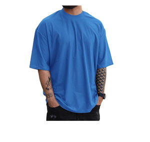 Vente en gros de t-shirts surdimensionnés vintage personnalisés de haute qualité pour hommes, vêtements décontractés en jersey de 240 grammes en couleurs unies - Product Image 2