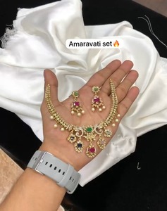 High Quality CZ Matte Finish <b>Necklace</b> Set For Women Ideal For Parties Indo Western <b>Necklace</b> With Earrings Luxury Finishing - Product Image 3