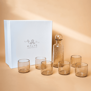 Coffret cadeau Lella Prestige en verre soufflé transparent bleu foncé miel - Product Image 3