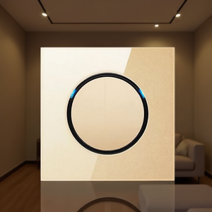 86mm Round <b>LED</b> Switch Panel with Gold Tempered Glass Double <b>Controls</b> Two Dimmers - Product Image 3