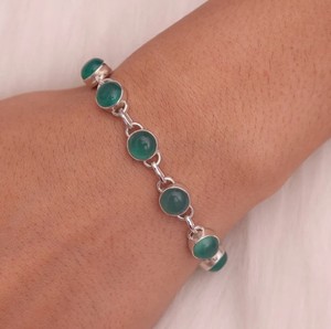 Bracelet de style bohème en argent sterling 925 avec pierre précieuse d'onyx vert cadeau pour femmes filles or matériel principal bijoux d'approvisionnement en vrac - Product Image 4