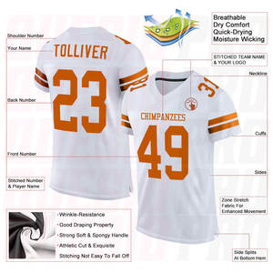 Maillot de football américain OEM 100 % polyester, broderie, sublimation, numéros d'équipe personnalisés, tissu uni, manches courtes, athlétique - Product Image 5