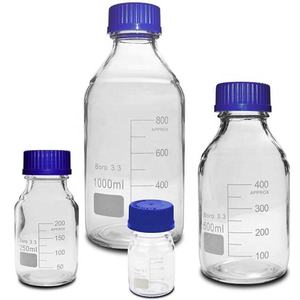 Botellas de Vidrio de Boca Ancha Boro 3.3 de Alta Calidad para Reactivos de Laboratorio de 500 ml con Tapa de Rosca Azul GL45 - Product Image 3