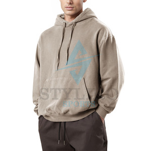 Sweat à capuche vintage oversize 100 % coton de haute qualité pour homme, personnalisable avec logo, coupe lourde, délavage acide - Product Image 1