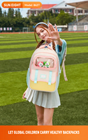 Sac à dos SUN EIGHT 18,5 pouces pour lycéens et étudiants, pour filles et garçons, avec fenêtre en peluche mignonne, pour ordinateur portable et livres, modèle 8627