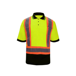 Polo haute visibilité pour vêtements de travail de construction avec bande réfléchissante à manches courtes personnalisé avec votre propre logo - Product Image 1