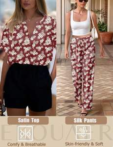 plus size <b>womens</b> sleepwear set loose comfy modal <b>nightwear</b> spring floral print pajama set lightweight cotton homewear - Product Image 3